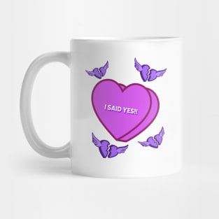 I SAID YES valentine heart with broken wing hearts Mug